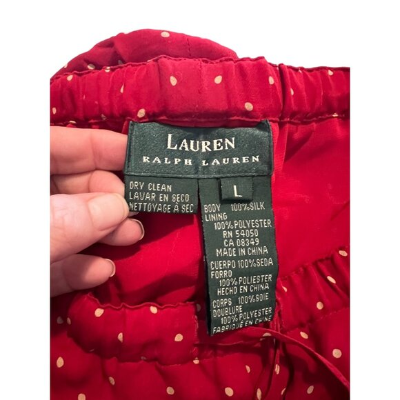 Vintage Lauren Ralph Lauren Womens Red Polka Dot Silk Pants Size L - Picture 5 of 5